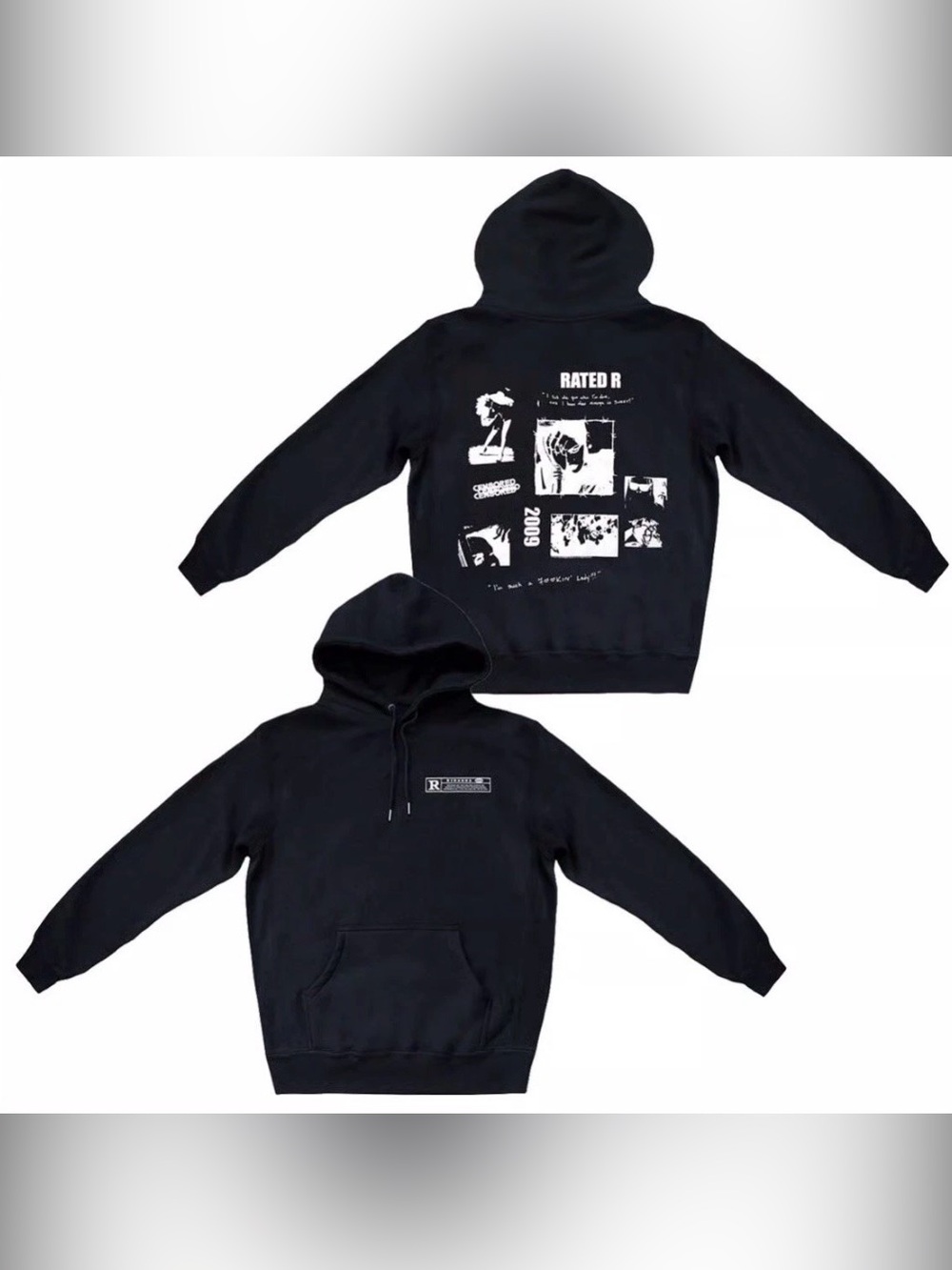 Sold Out Rihanna Hoodie Large Black Rated R Album Graphic Sweatshirt Rih-Issue